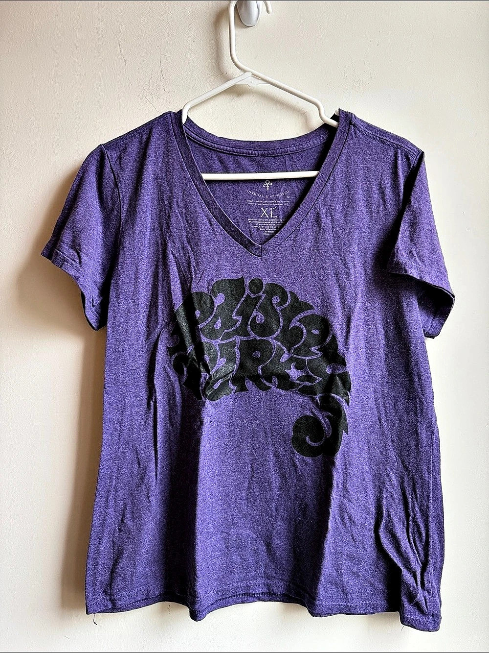 Xhilaration Purple Graphic V-Neck Tee Size XL